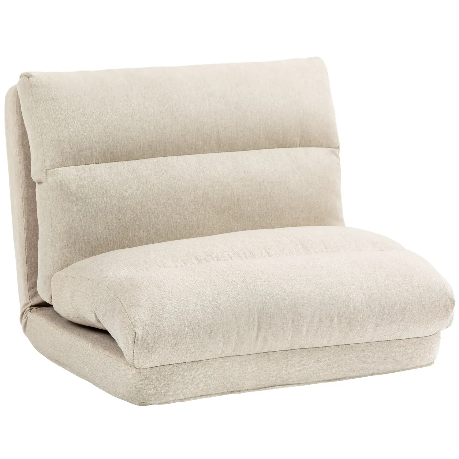 Bodensessel mit Bettfunktion, neigbare Lehne, klappbar, bis 120kg, 70 x 41 x 56 cm, Beige