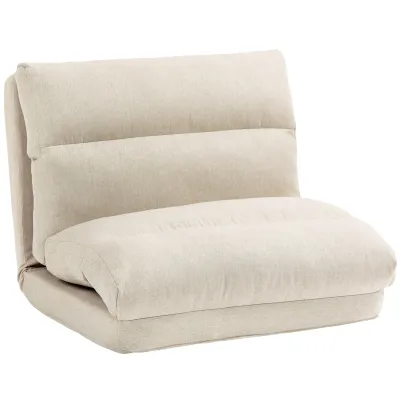 Bodensessel mit Bettfunktion, neigbare Lehne, klappbar, bis 120kg, 70 x 41 x 56 cm, Beige