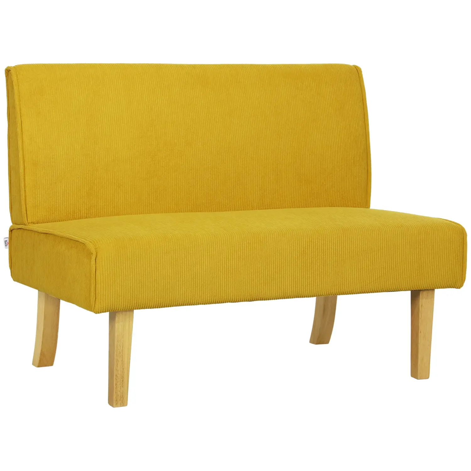 Zweisitzer-Sofa mit Cord-Bezug, dicker Polsterung und soliden Holzbeinen für Wohnzimmer, Schlafzimmer, Büro, Gelb