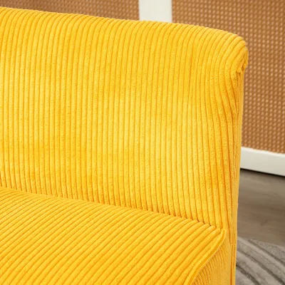 Zweisitzer-Sofa, elegantes Skandi Design, massiver Holzrahmen, bis 150 kg, 117 x 56,5 x 77 cm, Gelb