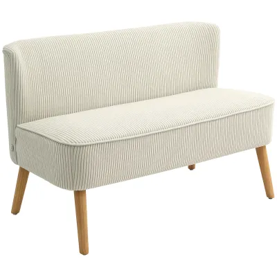 2-Sitzer Sofa, weiche Polsterung, pflegeleichter Bezug, bis 150 kg belastbar, 117 x 56,5 x 77 cm, Cremeweiss