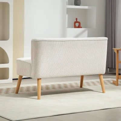 2-Sitzer Sofa, weiche Polsterung, pflegeleichter Bezug, bis 150 kg belastbar, 117 x 56,5 x 77 cm, Cremeweiss