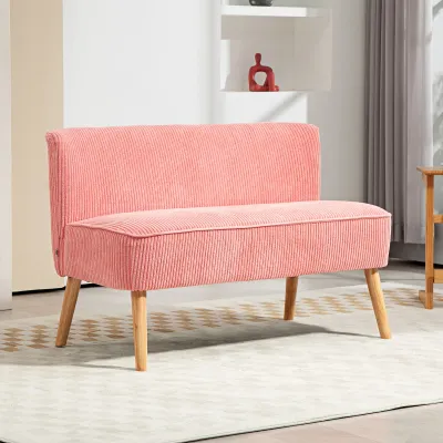 Zweisitzer-Sofa, elegantes Skandi Design, massiver Holzrahmen, bis 150 kg, 117 x 56,5 x 77 cm, Rosa