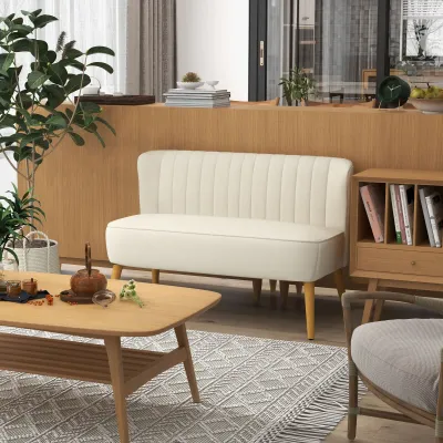 2-Sitzer Stoffsofa Polstersofa Sitzmöbel Loungesofa Cremeweiss