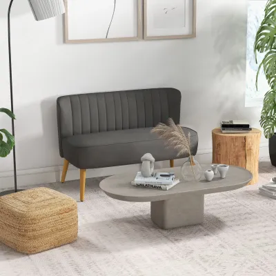 Sofa Retrodesign 2-Sitzer-Sofa, Holzbeine, 117 cm x 56,5 cm x 77 cm, Dunkelgrau