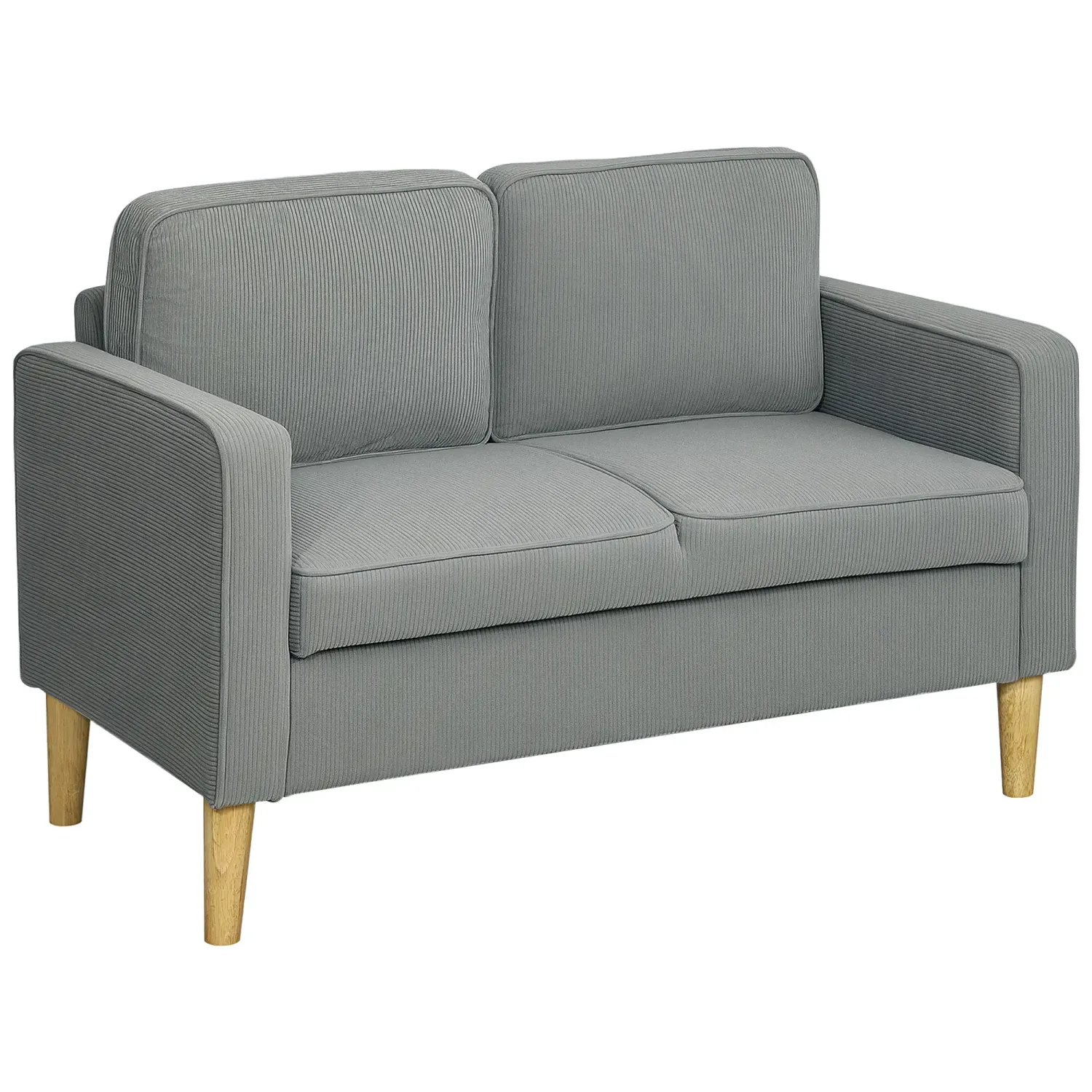 Zweisitzer-Sofa mit Stauraum und soliden Holzbeinen, für Wohnzimmer, Schlafzimmer, 117 x 63 x 79 cm, Hellgrau