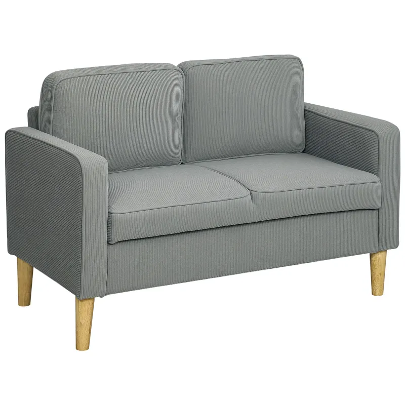 Zweisitzer-Sofa mit Stauraum und soliden Holzbeinen, für Wohnzimmer, Schlafzimmer, 117 x 63 x 79 cm, Hellgrau