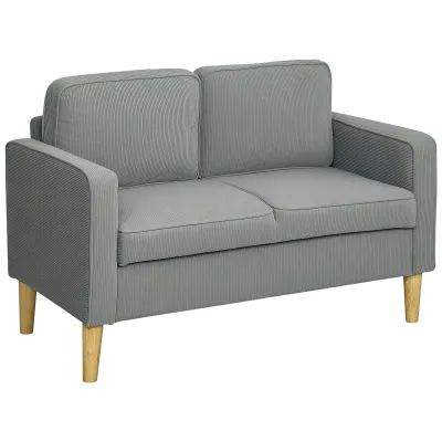 Zweisitzer-Sofa mit Stauraum und soliden Holzbeinen, für Wohnzimmer, Schlafzimmer, 117 x 63 x 79 cm, Hellgrau
