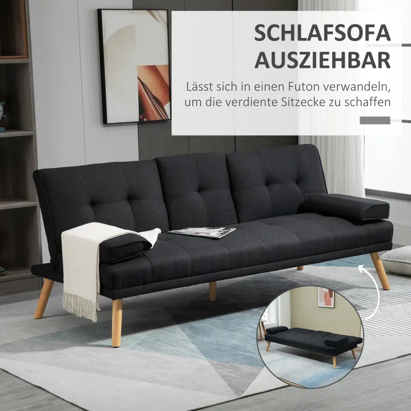 Schlafsofa, Gästebett, verstellbare Rückenlehne, klappbarer Tisch, 181x77x78 cm, anthrazit