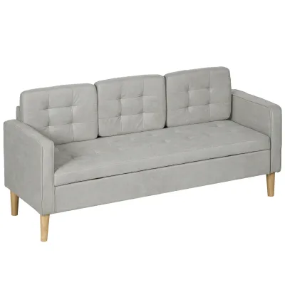 Dreisitzer-Sofa, Polstersofa mit Stauraum, Kissen, Holzrahmen, 166,5x62x82cm, Hellgrau
