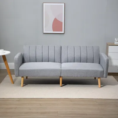 Schlafsofa, 2-Sitzer Stoffsofa, Sofa mit Schlaffunktion 173 x 75 x 73 cm, Grau