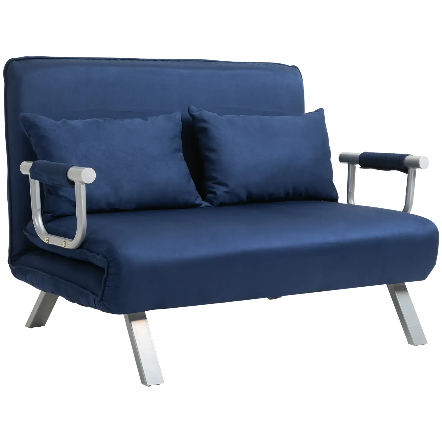 Schlafsofa, 5-fach verstellbar, Wildlederimitat, Gästebett, inkl. Kissen, Marineblau