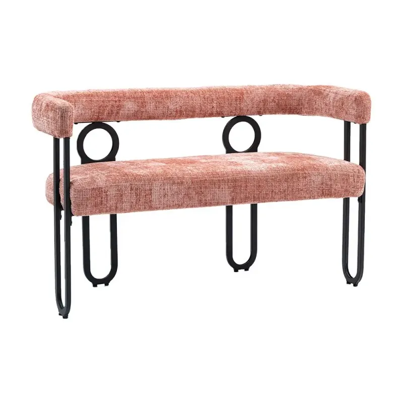 Doppelsofa, Sitzbank mit abgerundeter Rückenlehne, Chenille-Stoff, modernes Design, Rosa