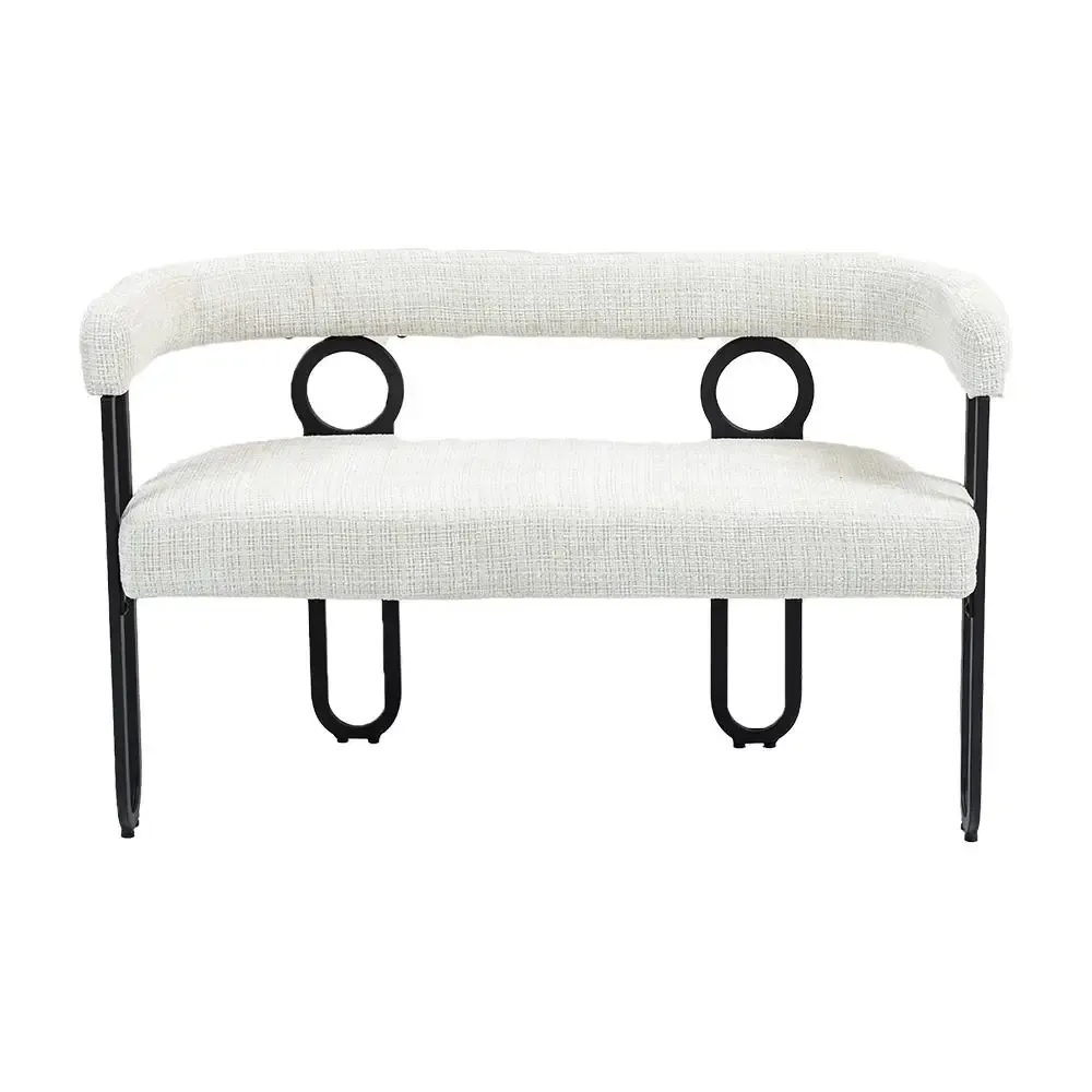 Doppelsofa, Sitzbank mit abgerundeter Rückenlehne, Chenille-Stoff, modernes Design, beige
