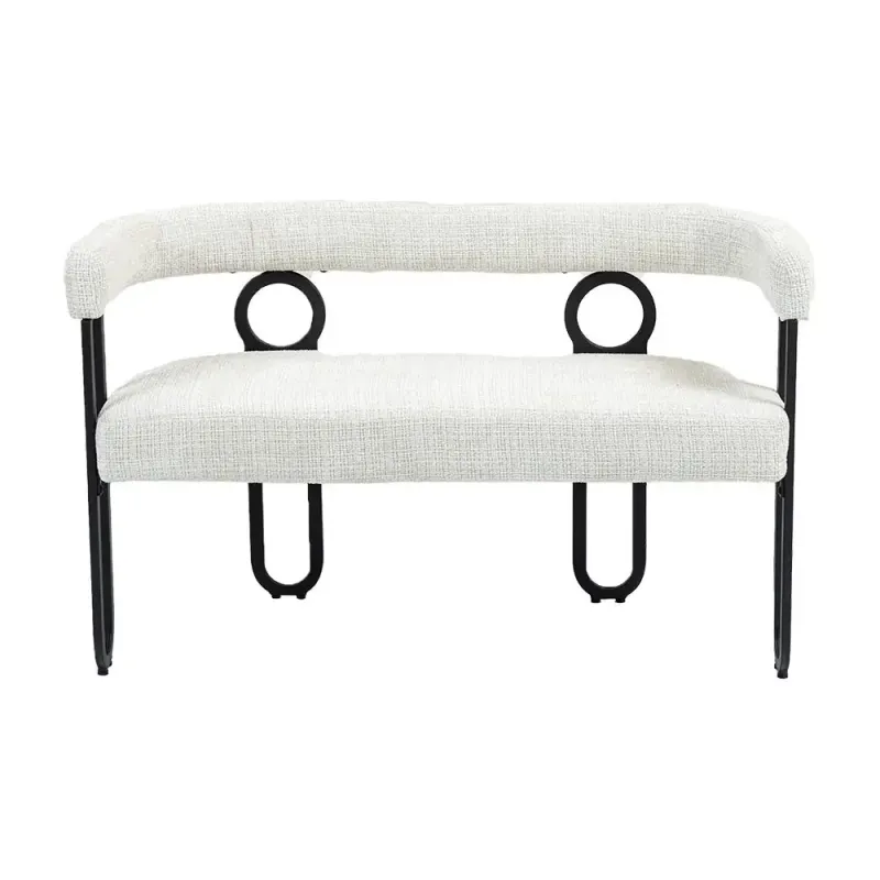 Doppelsofa, Sitzbank mit abgerundeter Rückenlehne, Chenille-Stoff, modernes Design, beige
