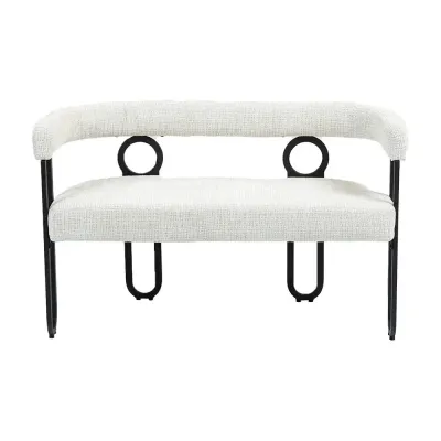Doppelsofa, Sitzbank mit abgerundeter Rückenlehne, Chenille-Stoff, modernes Design, beige