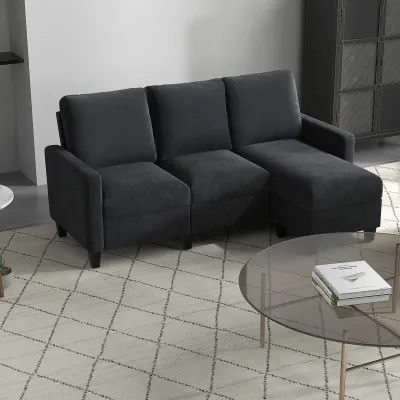 Ecksofa mit wendbarer Chaiselongue – 197x139x91 cm, dunkelgrau