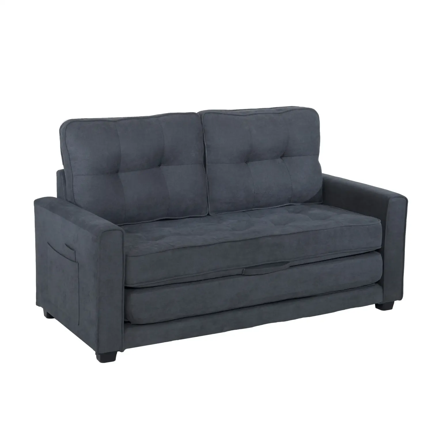 2-Sitzer Schlafsofa im modernen Design, ausklappbar, Dunkelgrau