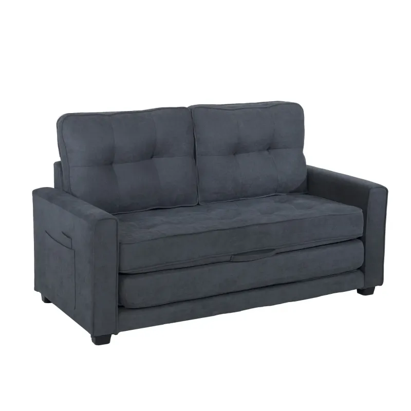 2-Sitzer Schlafsofa im modernen Design, ausklappbar, Dunkelgrau