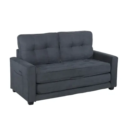 2-Sitzer Schlafsofa im modernen Design, ausklappbar, Dunkelgrau