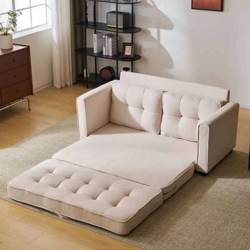 2-Sitzer Schlafsofa im modernen Design, ausklappbar, Beige