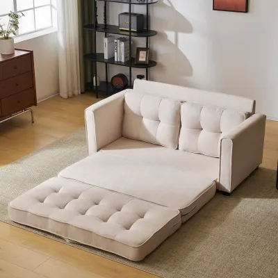 2-Sitzer Schlafsofa im modernen Design, ausklappbar, Beige