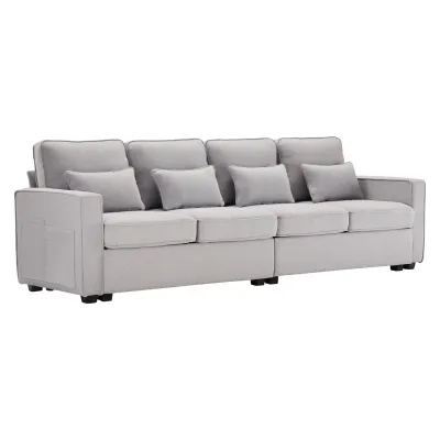 Modernes 4-Sitzer-Sofa in Leinenoptik 264x83x87 cm, grau