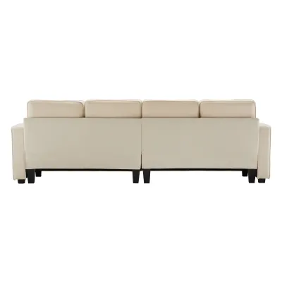 Modernes 4-Sitzer-Sofa in Leinenoptik 264x83x87 cm, Beige