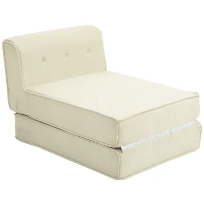 Bodensofa, faltbare Gästematratze, leicht, Cordbezug, 73x100x60 cm, Cremeweiss