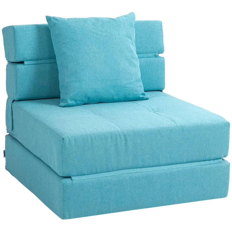 Schlafsessel Relaxsessel Gästebett, abnehmbarer Bezug, 70 cm x 70 cm x 61 cm, Hellblau