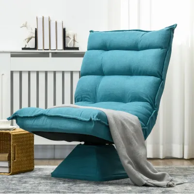 Relaxsessel Lesesessel, drehbar, Samtoptik, 62 cm x 70 cm x 95 cm, Blau