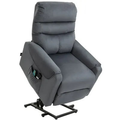 Aufstehsessel mit Massagefunktion Sessel mit Aufstehhilfe Fernbedienung Heizung elektrisch Liegefunktion Dunkelgrau 79 x 97 x 103 cm