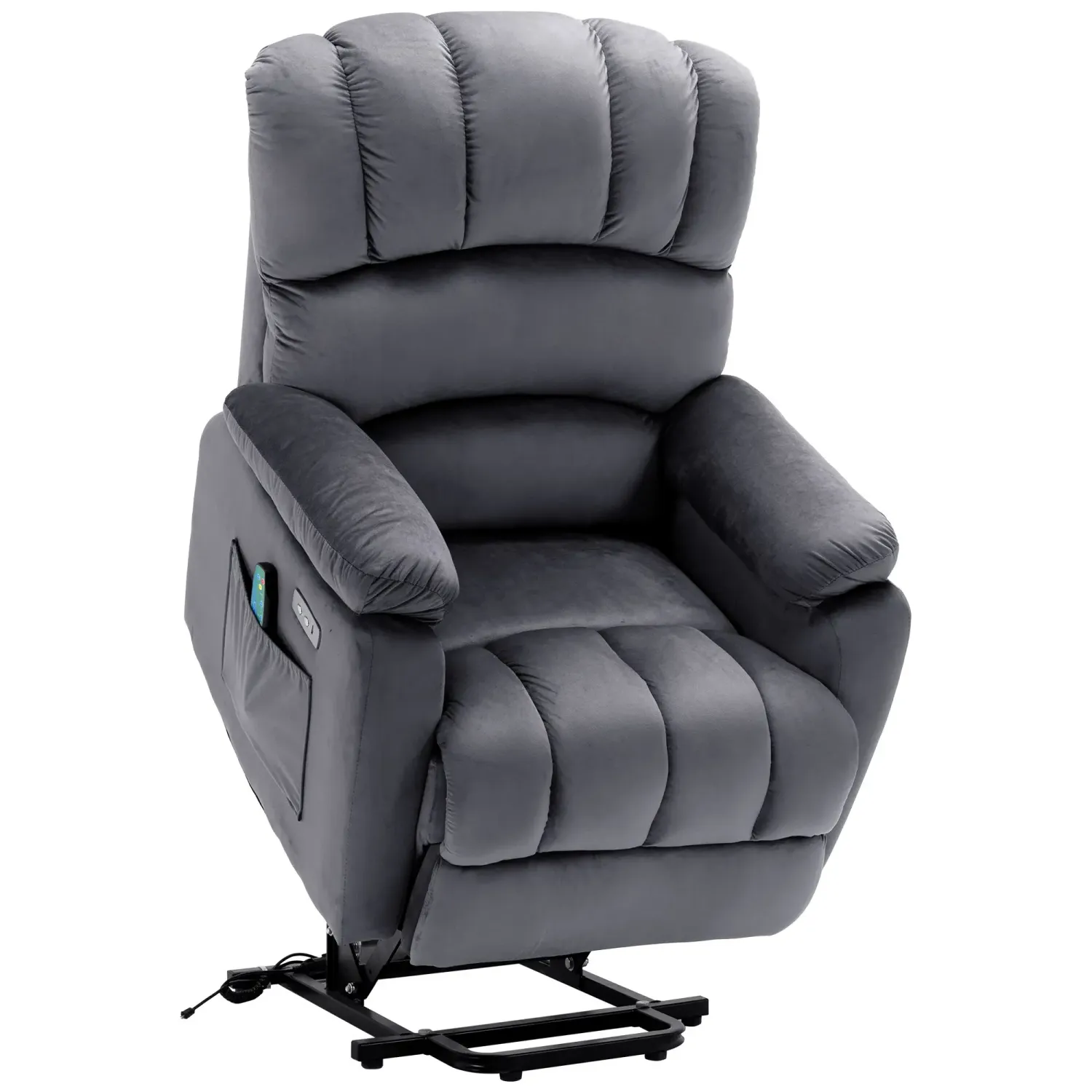 Massagesessel mit Aufstehhilfe und Wärmefunktion, 91x96x110 cm, Grau
