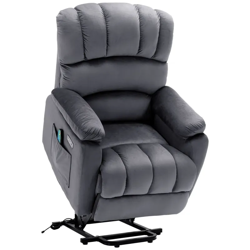 Massagesessel mit Aufstehhilfe und Wärmefunktion, 91x96x110 cm, Grau