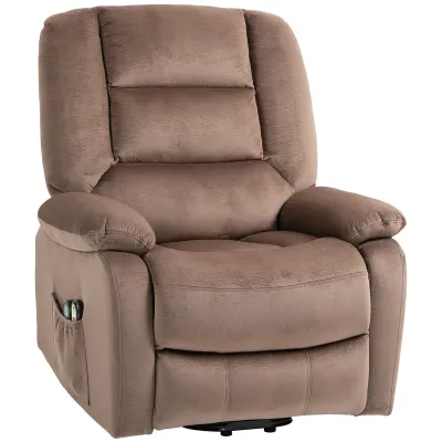 Aufstehsessel, Seniorensessel mit Massagefunktion, 90x93x110cm, Braun