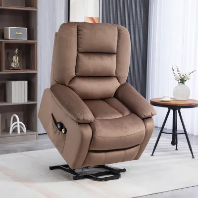 Aufstehsessel, Seniorensessel mit Massagefunktion, 90x93x110cm, Braun