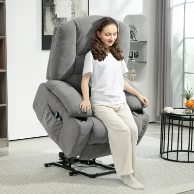 Elektrischer Aufstehsessel, Massagesessel mit Wärmefunktionen, weicher Schaumstoff, grau