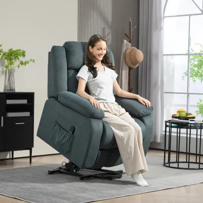 Aufstehsessel mit weichem Bezug, Seniorensessel, Recliner-Sessel, Grau