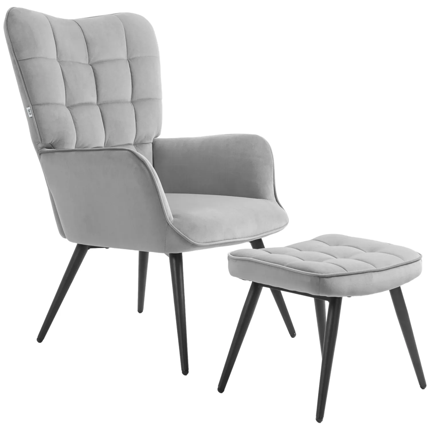 Relaxsessel mit Ottomane Sessel mit Fusshocker, 2-teiliges Set, Grau