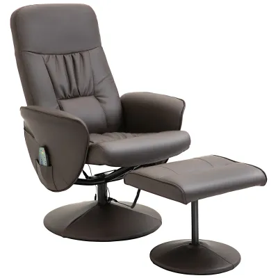 Massagesessel mit Fusshocker 145°-Neigung Braun