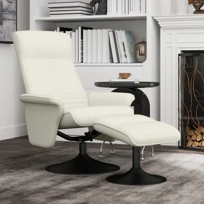 Relaxsessel, Fernsehsessel mit Hocker, drehbar, ergonomisch, bis 150 kg, Cremeweiss
