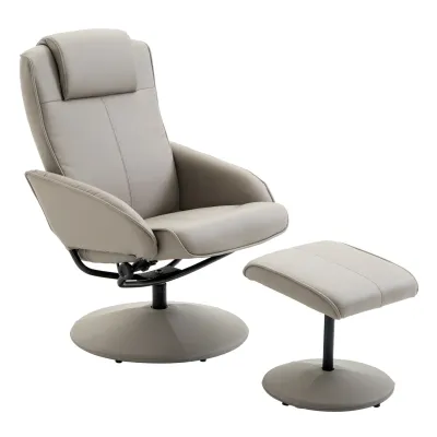 Relaxsessel Fernsehsessel Armsessel 360° drehbar mit Fussstütze Grau