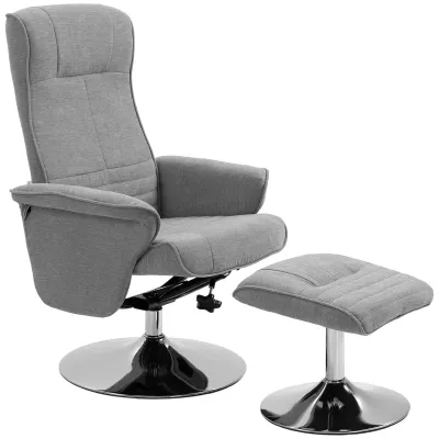 Relaxsessel mit Hocker, drehbar, neigbare Rückenlehne, bis 150 kg, 69 x 71 x 104 cm, Grau