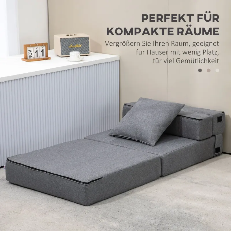 Schlafsessel Relaxsessel Gästebett. abnehmbarer Bezug, 70 cm x 70 cm x 61 cm, Dunkelgrau