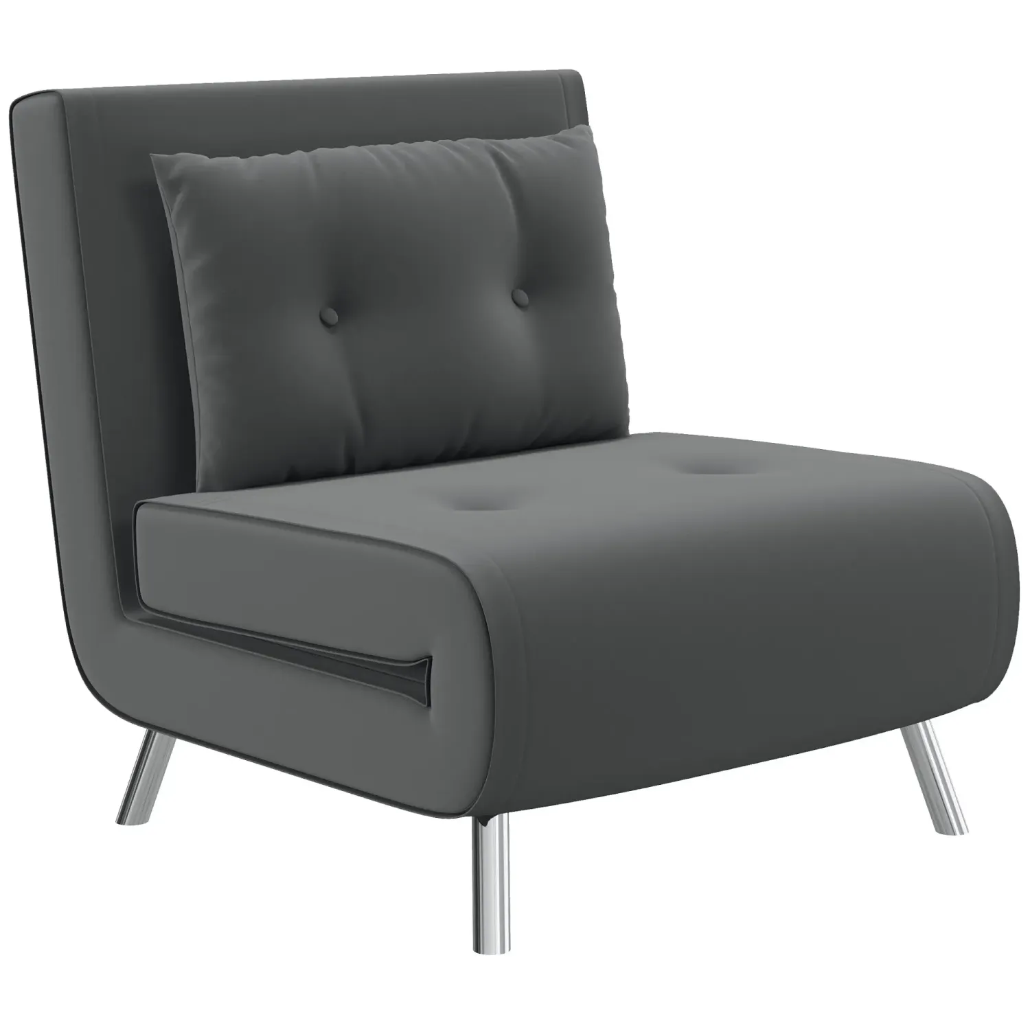 Liegesessel Sessel mit Liegefunktion Schlafsessel, Knopfheftung, Leinenoptik, 77 cm x 88 cm x 83 cm, Dunkelgrau