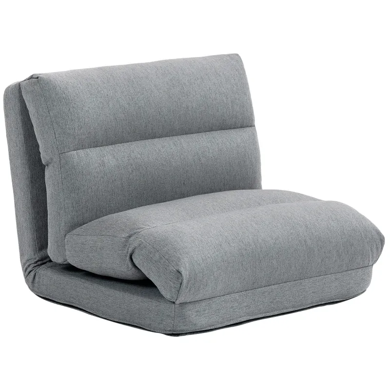 Bodensessel mit Bettfunktion, neigbare Lehne, klappbar, bis 120kg, 70 x 41 x 56 cm, Grau