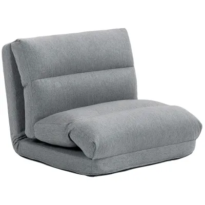 Bodensessel mit Bettfunktion, neigbare Lehne, klappbar, bis 120kg, 70 x 41 x 56 cm, Grau