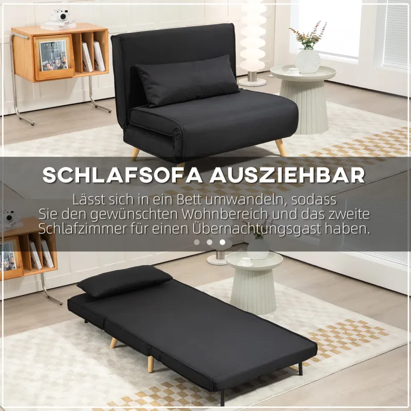 Relaxsessel mit Bettfunktion, Gästebett, Modern-Design, bis 350 kg, 94x78x80cm, Schwarz