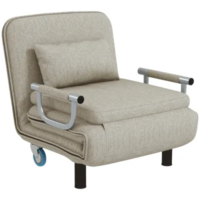 Klappbarer Schlafsessel, 3 in 1 Klappsessel mit verstellbarer Rückenlehne, für Schlafzimmer und Gästezimmer, Grau