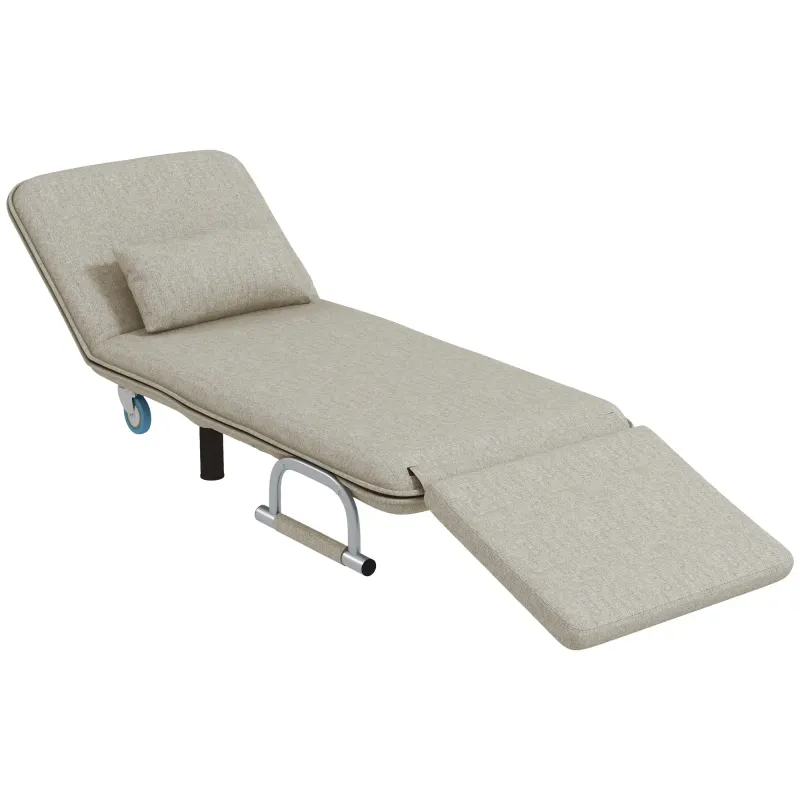 Klappbarer Schlafsessel, 3 in 1 Klappsessel mit verstellbarer Rückenlehne, für Schlafzimmer und Gästezimmer, Grau